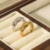Wholesale Cool Simple Starry Inlaid Zircon Stainless Steel Ring For Women With 18K Vacuum Plated In Furnace Geometric Design