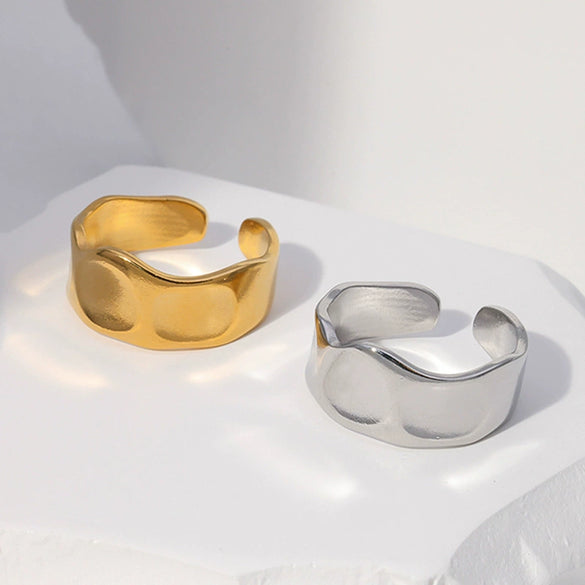 Wholesale Cool Style Stainless Steel Open And Irregular Rings With Geometric Design For Women And Men Electroplated