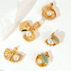 Wholesale Copper Accessories With Marine Shell Beads Micro Inlaid Hollow Pendant Necklace Earring Electroplating Simple Animal Design