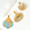 Wholesale Copper Accessories With Marine Shell Beads Micro Inlaid Hollow Pendant Necklace Earring Electroplating Simple Animal Design