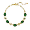 Wholesale Copper Alloy Emerald Crystal Bracelet With Flower Design And Real Gold Electroplated For Women In Geometric Popular Style