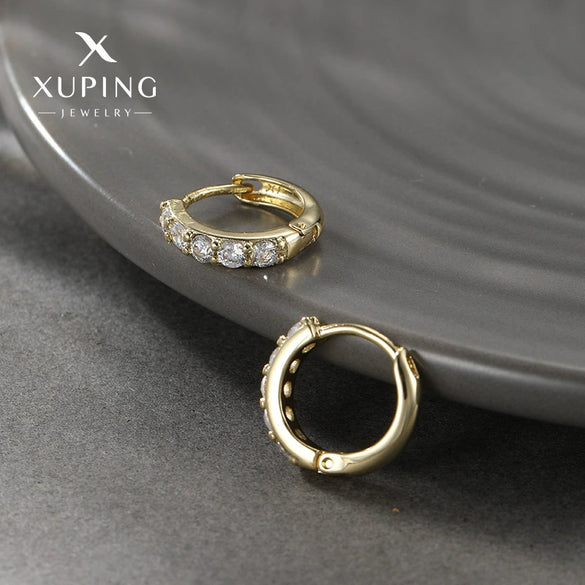 Wholesale Copper Alloy Goldplated Simple Geometric Zircon Earrings For Women