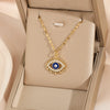 Wholesale Copper And Stainless Steel Mixed Gemstone Setting Hollow Round Devil's Eye Pendant Necklace With Electroplating For Women