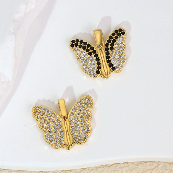 Wholesale Copper Animal Zodiac Style Butterfly Opening And Closing Necklace Pendant Electroplated Accessories Decorative Earrings Pendant