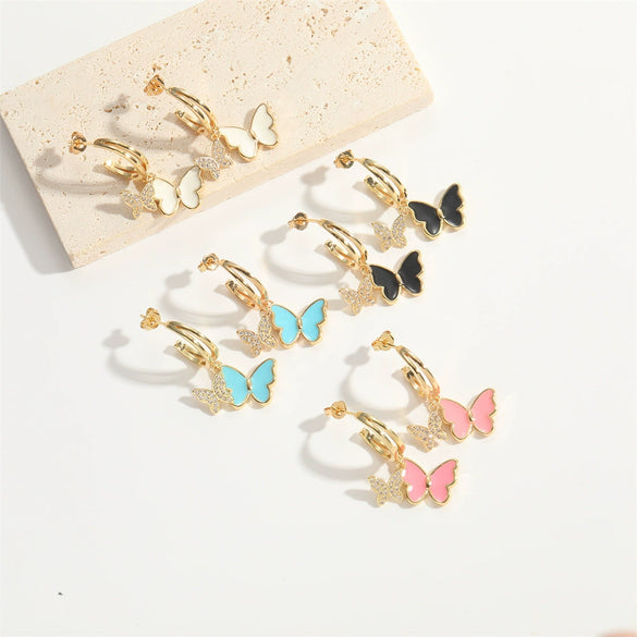 Wholesale Copper Animal Zodiac Style Electroplated Bow Earrings For Women