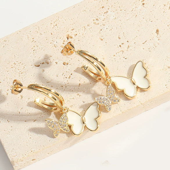 Wholesale Copper Animal Zodiac Style Electroplated Bow Earrings For Women