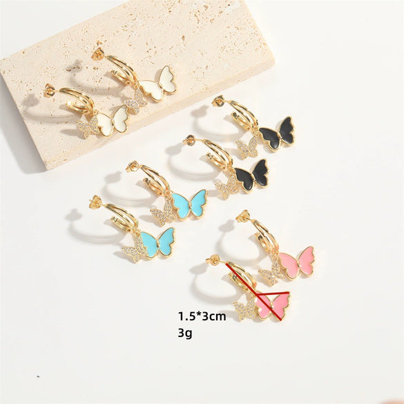 Wholesale Copper Animal Zodiac Style Electroplated Bow Earrings For Women