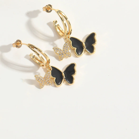 Wholesale Copper Animal Zodiac Style Electroplated Bow Earrings For Women