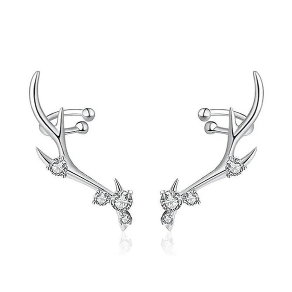 Wholesale Copper Antler Earrings For Women Inlaid With Zirconia Geometric Animal Zodiac Style Jewelry