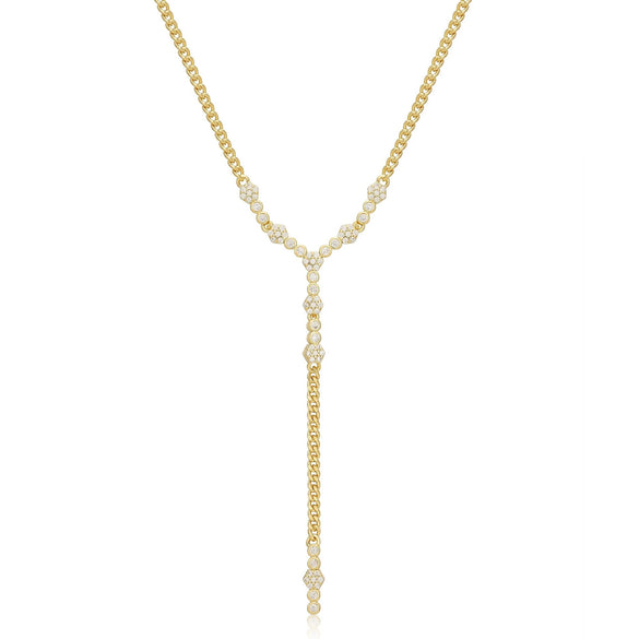 Wholesale Copper Artificial Crystal Pendant Necklace Light Luxury Geometric Furnace Vacuum Plating Electroplating
