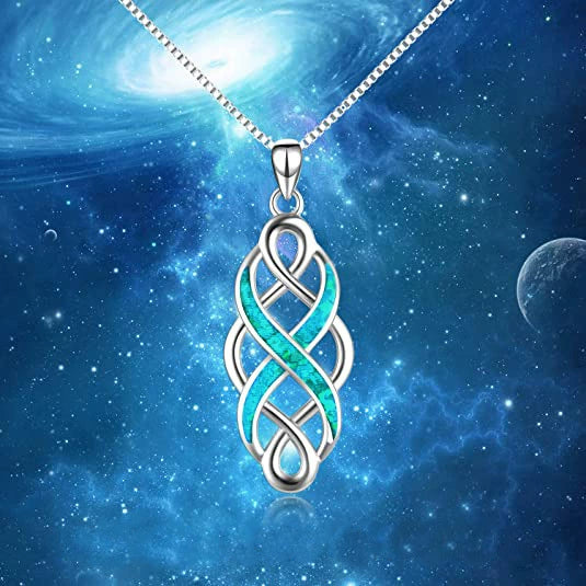 Wholesale Copper Box Chain Geometric Woven Celtic Knot Pendant Necklace With Wave Pattern Electroplated For Women