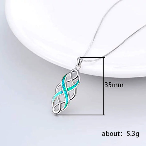 Wholesale Copper Box Chain Geometric Woven Celtic Knot Pendant Necklace With Wave Pattern Electroplated For Women