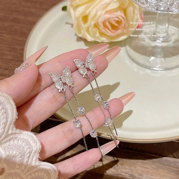 Wholesale Copper Butterfly Bow Zirconia Earrings For Women