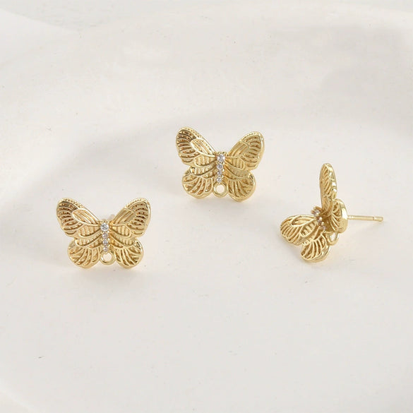 Wholesale Copper Butterfly Hanging Earrings Electroplated Handmade Ear Jewelry Accessories