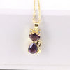 Wholesale Copper Cartoon Animals Geometric Mixed Gem Inlay Water Wave Chain Cat Necklace With Electroplating