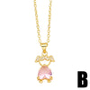 Wholesale Copper Cartoon Character Inlaid Zircon Pendant Necklace With Ochain