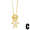 Wholesale Copper Cartoon Character Inlaid Zircon Pendant Necklace With Ochain