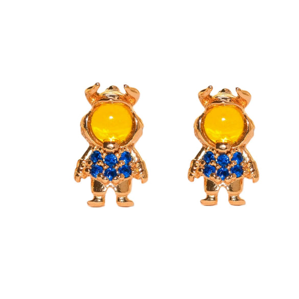 Wholesale Copper Cartoon Character Inlaid Zircon Threepiece Earrings Suit