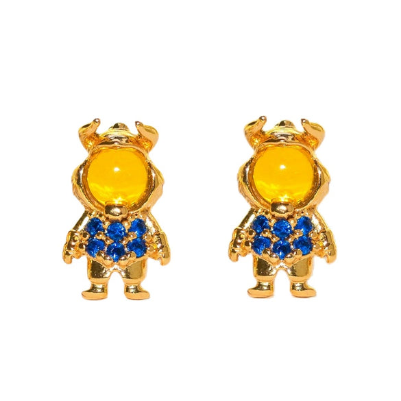 Wholesale Copper Cartoon Character Inlaid Zircon Threepiece Earrings Suit
