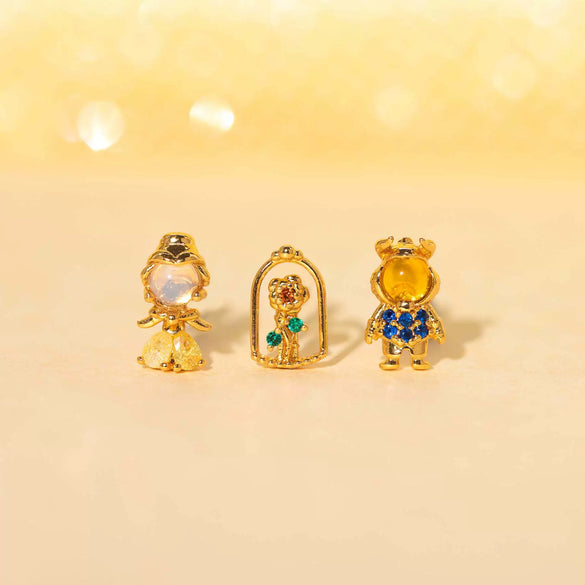 Wholesale Copper Cartoon Character Inlaid Zircon Threepiece Earrings Suit