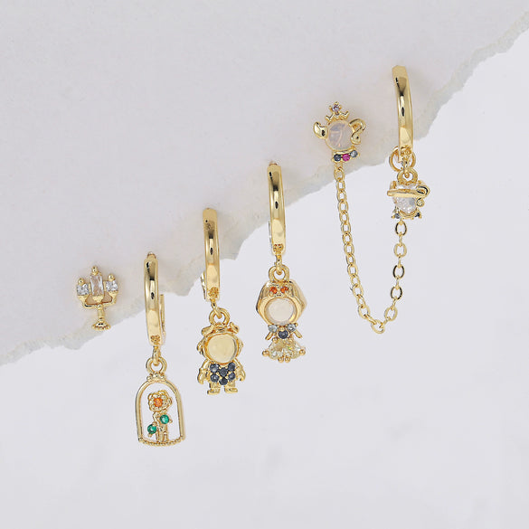 Wholesale Copper Cartoon Characters Animals Zodiac Zircon Tassel Earrings For Women