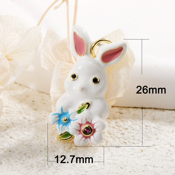 Wholesale Copper Dripping Oil Animal Rabbit Fox Cat Pendant Jewelry