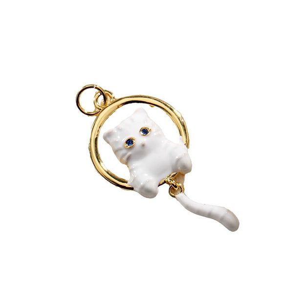 Wholesale Copper Dripping Oil Animal Rabbit Fox Cat Pendant Jewelry