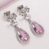 Wholesale Copper Drop Pear Shaped Flower Simulation Diamond Earrings