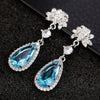 Wholesale Copper Drop Pear Shaped Flower Simulation Diamond Earrings