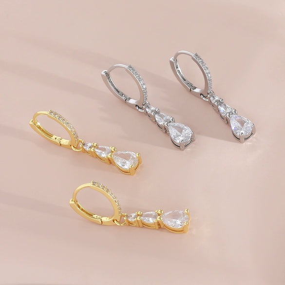 Wholesale Copper Drop Shape Earrings French Retro Minimalist Style