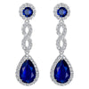 Wholesale Copper Drop Shape Microinlaid Sapphire Blue Zircon Earrings