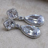 Wholesale Copper Drop Shape Zircon Pendant Earrings Light Luxury Retro Style