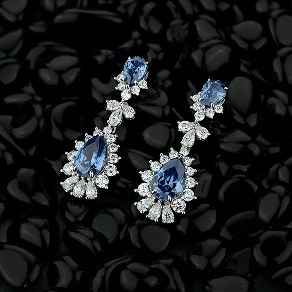 Wholesale Copper Dropshaped Flower Pattern Artificial Earrings For Women Business Style