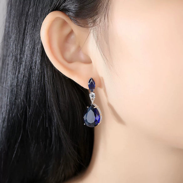 Wholesale Copper Dropshaped Zircon Earrings For Ladies Highend Simple Fashion Jewelry