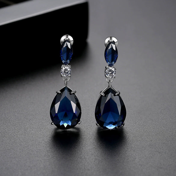 Wholesale Copper Dropshaped Zircon Earrings For Ladies Highend Simple Fashion Jewelry
