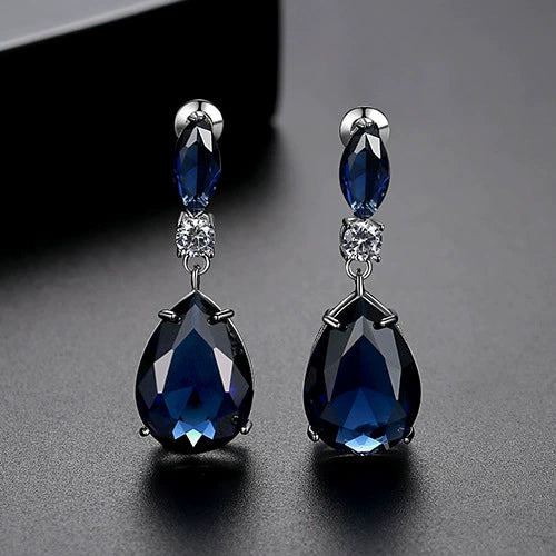 Wholesale Copper Dropshaped Zircon Earrings For Ladies Highend Simple Fashion Jewelry