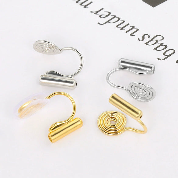 Wholesale Copper Ear Clip Converter Invisible Earrings Electroplated Mosquito Coil Disc Ushaped Ear Clip For Women