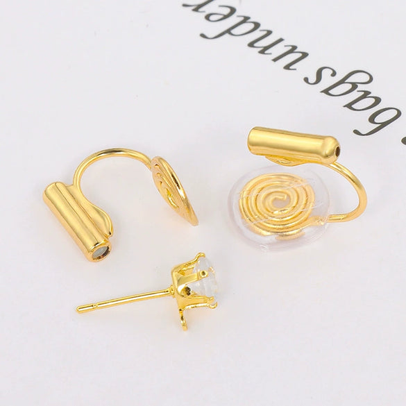 Wholesale Copper Ear Clip Converter Invisible Earrings Electroplated Mosquito Coil Disc Ushaped Ear Clip For Women