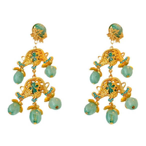 Wholesale Copper Ear Clips Flower Geometric Medieval Vintage Electroplating Women's Earrings