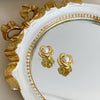 Wholesale Copper Ear Clips Retro Camellia Pearl Light Luxury Geometric Electroplated For Women