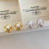 Wholesale Copper Ear Clips Retro Camellia Pearl Light Luxury Geometric Electroplated For Women
