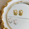 Wholesale Copper Ear Clips Retro Camellia Pearl Light Luxury Geometric Electroplated For Women