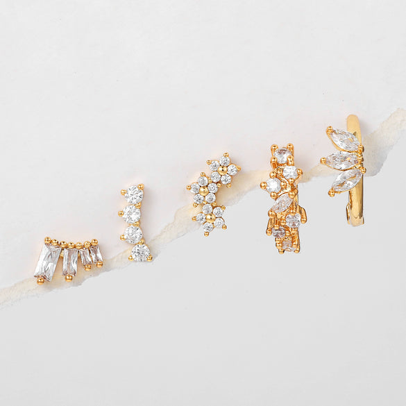 Wholesale Copper Earring Set With Microinlaid Zircon And Flower Pattern For Women