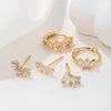 Wholesale Copper Earring Set With Microinlaid Zircon And Flower Pattern For Women