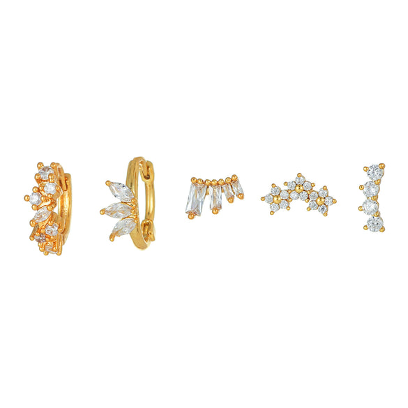 Wholesale Copper Earring Set With Microinlaid Zircon And Flower Pattern For Women