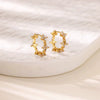 Wholesale Copper Earring With Microinlaid Alloy Artificial And Semiprecious Stones And Bow Leaf Design Electroplated