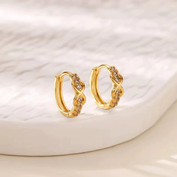 Wholesale Copper Earring With Microinlaid Alloy Artificial And Semiprecious Stones And Bow Leaf Design Electroplated