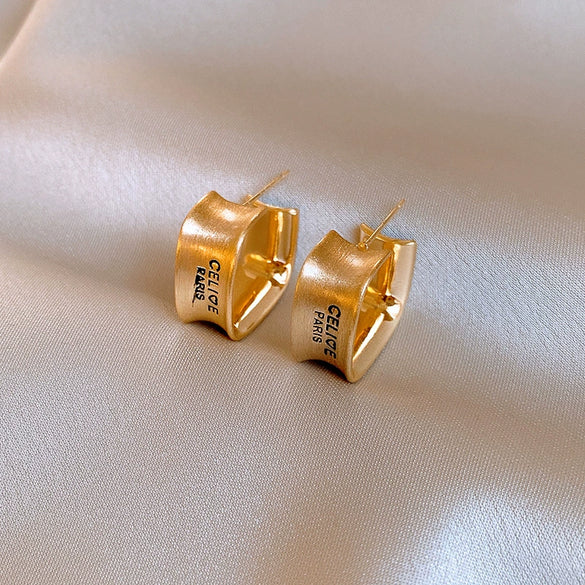 Wholesale Copper Earrings Geometric Letter Wiredrawing Electroplated Minimalist Style For Women