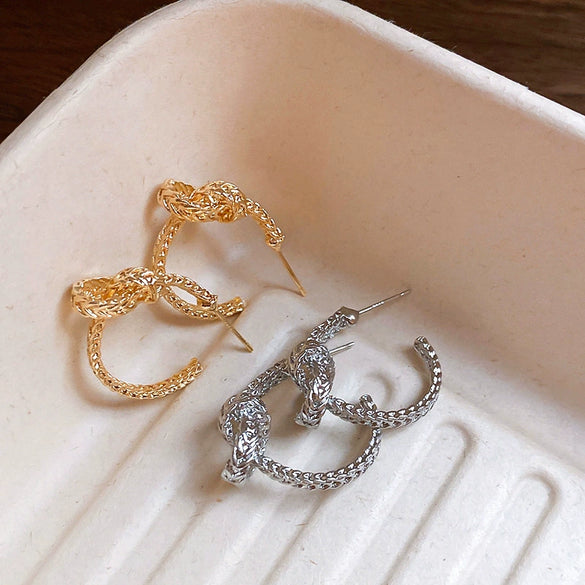 Wholesale Copper Earrings Geometric Letter Wiredrawing Electroplated Minimalist Style For Women