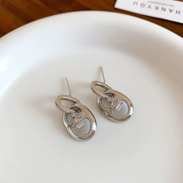 Wholesale Copper Earrings Geometric Letter Wiredrawing Electroplated Minimalist Style For Women